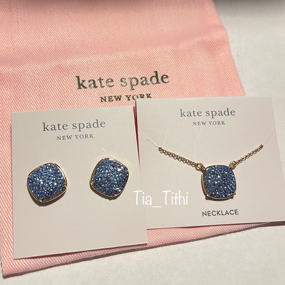 kate spade Jewelry - Kate Spade Pave Pendant & Studs 🎉Host Pick🎉